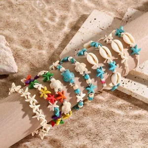 Shell Turtle Bead Handmade Braided Beach Anklet Bracelet Foot Women Boho Jewelry - Picture 1 of 18