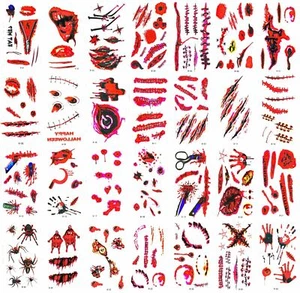 Tattoo "Verletzung • Wunde • Narbe • Kratzer" für Halloween als 10er Set - Bild 1 von 1