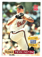 MLB DEBUT CARD BRAD PENNINGTON Baltimore Orioles 1994 Stadium Club Baseball #17
