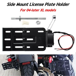 Soporte de montaje lateral para placa de matrícula para Harley Sportster XL883 XL1200 04+ luz LED - Imagen 1 de 17