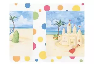Sand Castles and Buckets on the Beach with Polka Dots Wallpaper Border 144B87703 - Picture 1 of 2