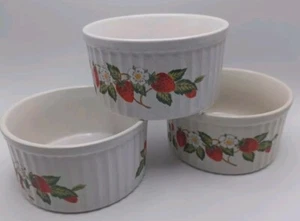 Juego de 3 Sheffield Strawberries 'n Cream Ramekin Gres Japón De Colección - Imagen 1 de 6
