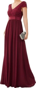 Ever-Pretty Damen V-Ausschnitt Flügelärmel Rückenfrei Empire Taille Chiffon Kleid: UK10 - Bild 1 von 6