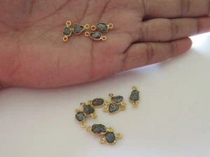Lot de 10 connecteurs en argent 925 diamant brut double boucle bleue 7 mm - Picture 1 of 5