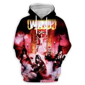 WASP On Stage Skeleton Heavy Metal Band Unisex All Over Print Hoodie 3D XS-6XL - Picture 1 of 4