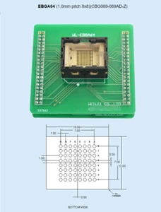 WL-EBGA64-E138-4 1.0mm pitch 8x8 EBGA64 Socket Adapter For Wellon Programmer - Picture 1 of 1