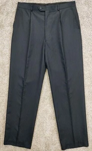 Anzughose Herren 44 L x 39 W schwarz Nadelstreifen Bundfalte vorne Hose Geoffrey Been - Bild 1 von 11