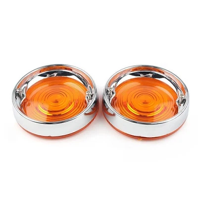 Fit Harley Touring Road Glide Turn Signal Bezels Visor Amber Lens Cover Chrome Foto 1 de 4