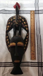 Máscara africana vintage con pájaro en la cabeza hecha en Malí - Imagen 1 de 8
