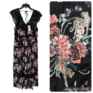Torrid Maxi Dress Sz 0 12 Large Black Floral Gauzy Lace Romantic Dark Boho $89 - Picture 1 of 18