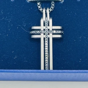 Swarovski Crystal Jet Black Bengal Cross Pendant 5070473 - Picture 1 of 12