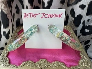 Pendientes de aro Betsey Johnson dulzura y luz claros secos recubiertos flores - Imagen 1 de 3