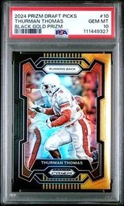2024 Panini Prizm Draft Picks Thurman Thomas #175 Black Gold Prizm 2/5 PSA 10 - Foto 1 di 2