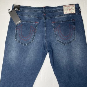 True Religion Ricky SN Straight Herrenjeans Größe 38 x 32 Dark Indigo Blaster - Neu mit Etikett - Bild 1 von 9