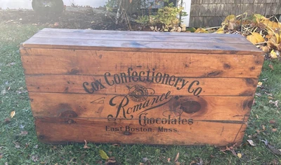 Antique Cox Confectionery Co.  Romance Chocolates, East Boston, Mass.  Crate 41" - Image 1 of 4