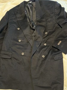 Vintage Loro Piana Italy 100% Cashmere Black 46L Men’s Luxury Double Breasted - Picture 1 of 9