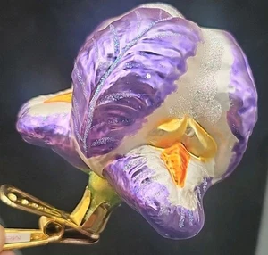 Vintage Radko Stil mundgeblasenes Glas lila Iris Clip-On Weihnachtsschmuck EUC - Bild 1 von 6