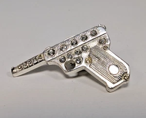 YSL Brooch Yves Saint Laurent Vintage Gun Silver Tone Crystal - RSPCA NW London - Picture 1 of 13