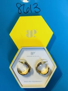 NIB Ring Bomb Party Hoop Earrings ER99301 Make My Night Diamond CZ Gold Pl - Picture 1 of 8