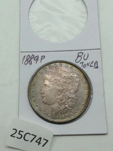 V3 25C747 bb5 1889p $1 Morgan Silver Dollar BU some Rainbow Toning - Picture 1 of 12