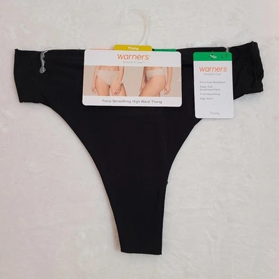 Panty Tanga Warners Smooth It Over Nylon Sedoso Cintura Alta Talla Lg Negro Foto 1 de 4