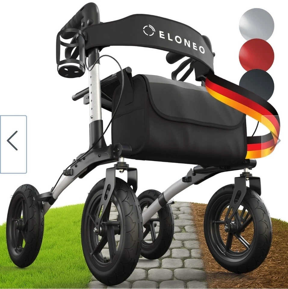 Outdoor Rollator mit Luftbereifung inkl. Sitzfläche, faltbar und leicht mit Sitz - Bild 1 von 4
