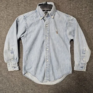 Polo Ralph Lauren Shirt Boys Small Blue Denim Chambray Flesh Pony - Picture 1 of 13