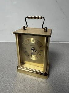 Brass  Metamec Quartz English Carriage Clock Roman Numerals Vintage  Made In Uk - Picture 1 of 24