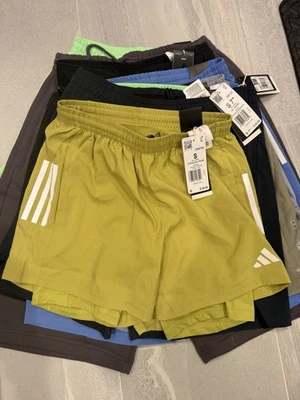 Adidas Men’s Small OTR 2 In 1 Short Lime Yellow Running Athletic - Image 1 of 3
