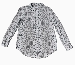 Equipment Femme Silk Blouse Small Gray Black Python Snake Print Button Down - Picture 1 of 6