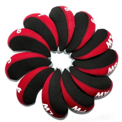 11pcs Premium Neoprene Golf Iron Club Headcovers RH Red/Black 4-9,PW,SW,AW,LW,LW - Image 1 of 4