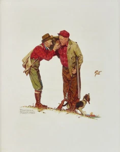 Norman Rockwell Two Old Men And A Dog Hunting Canvas Print 16 x 20 - Picture 1 of 4