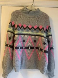 Zara Knitwear Fancy Collection Gray Electric Design Acrylic Sweater Size 13/14Y - Picture 1 of 8