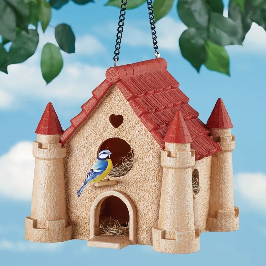 Beach House Sandcastle w/ Red Roof Functional Hanging Garden Birdhouse - Image 1 of 1