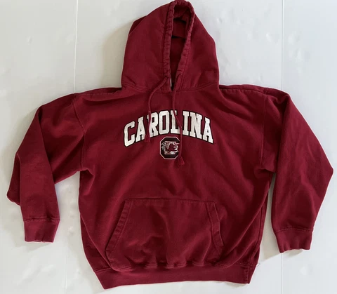 Vtg South Carolina Gamecocks Hoodie Size Large Sweatshirt Red White Heavyweight Cover