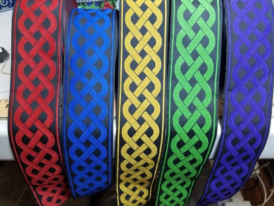 Celtic Woven Knot satin feel Fabric Trim 2 inch Wide by the yard - Image 1 of 1