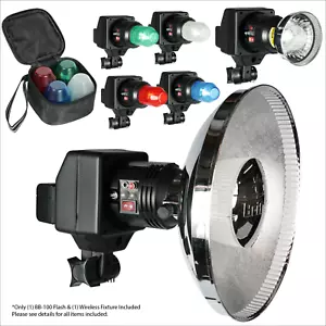 40W Flash Strobe Slave w/ Battery Pack, 2 Reflectors, 4 Pc Color Filter & Bag - Picture 1 of 9