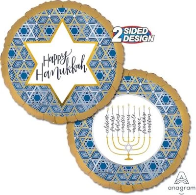 18" Hanukkah Festival of Lights Balloons - 6 Pack Jewish Holiday Menorah Judaica - Image 1 of 4