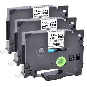 Cinta de etiqueta de tubos termorretráctiles 3PK para Brother negro sobre blanco HSe231 11,7 mm PT2400 - Imagen 1 de 8