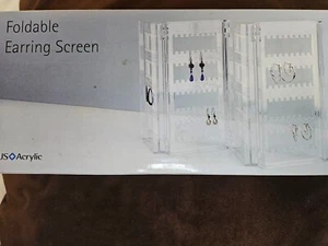 Foldable/Freestanding Earring Screen Holder Jewelry Acrylic NIB - Picture 1 of 2