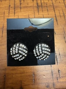 Fashion Women Crystal Volleyball Post Med Earrings - Picture 1 of 1