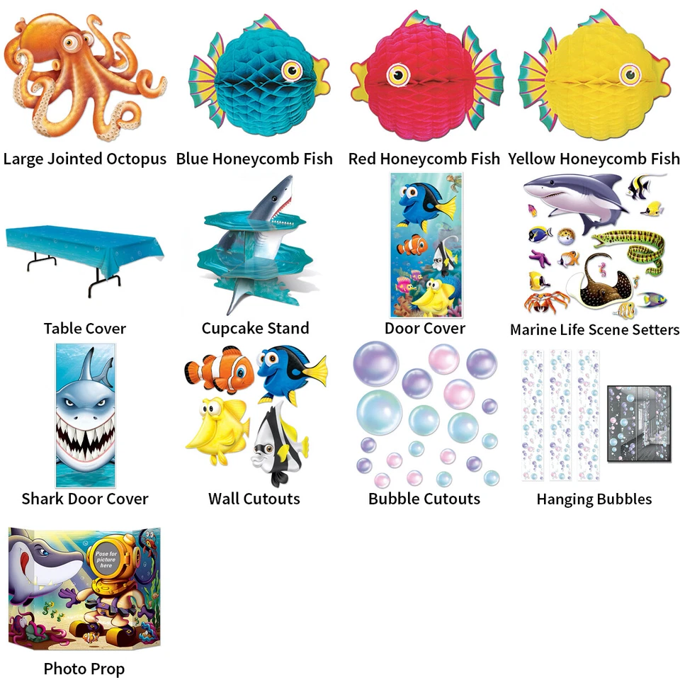 UNDER THE SEA OCEAN FISHES THEME DECORATIONS - PARTYWARE COMPLETE SELECTION - Image 1 of 1