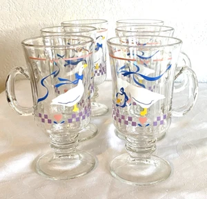 Libbey Vintage Country Geese Irish Coffee Cups Country Cottage Core Farmhouse 6 - Picture 1 of 7