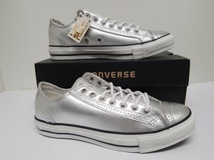 converse silver trainers