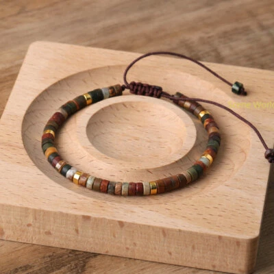 Natürlicher blauer Türkis Zierliche Perlen Heilung Edelstein Weben Armband 1PC - Bild 1 von 4