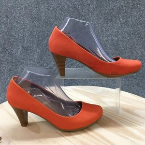 Giani Bernini Pumps Womens 9M Orange Round Toe Slip On Cone Heel Casual Leather - Picture 1 of 19
