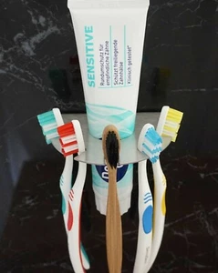 Zahnbürstenhalter Zahnpastahalter Edelstahl für 5 Zahnbürsten Aufsteckbürsten - Bild 1 von 5