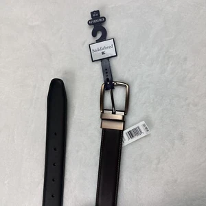 NWT SaddleBred  Leather Black & Brown Reversible Belt Size 30-32 - Picture 1 of 7