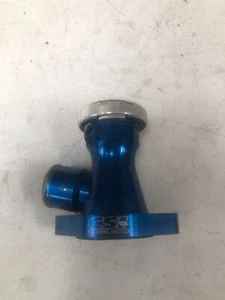 CSI Water Neck Billet Aluminum Blue Anodized Swivel 90 Degree CSR 1 1/2" Chevy - Picture 1 of 4