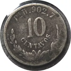 elf Mexico 10 Centavos 1881 PiH Silver Rare - Picture 1 of 3